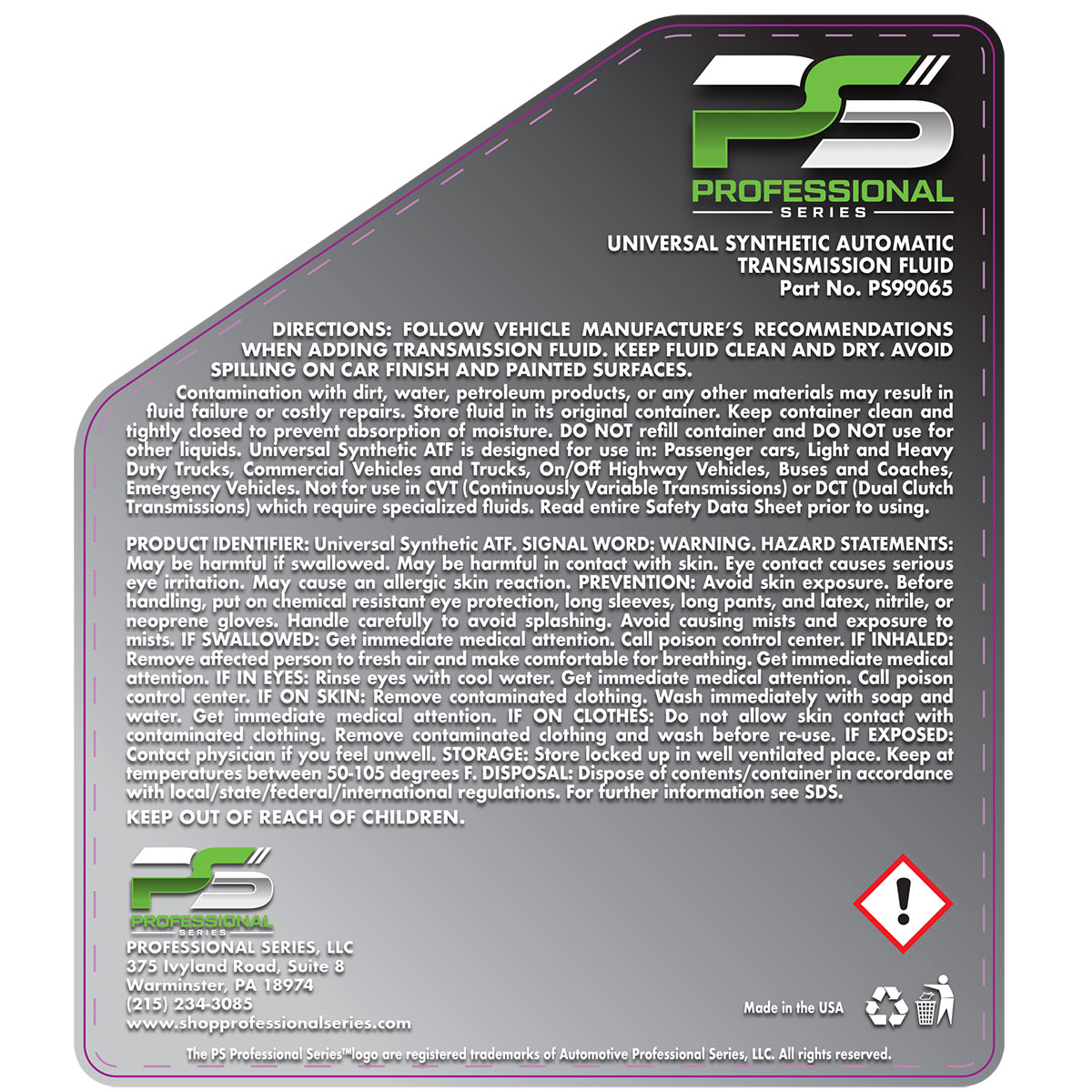 Universal Synthetic Transmission Fluid ATFVI 5 Qt. - Image 2