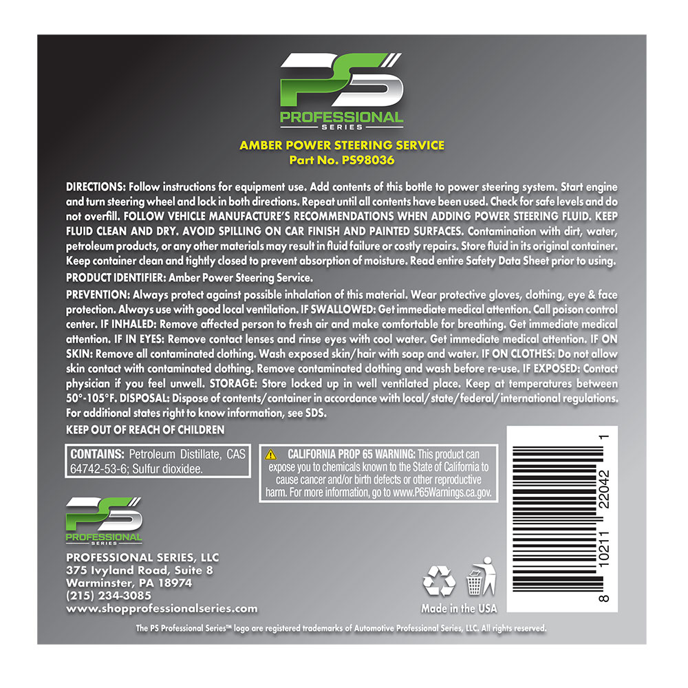 Amber Power Steering Fluid Service - Image 2