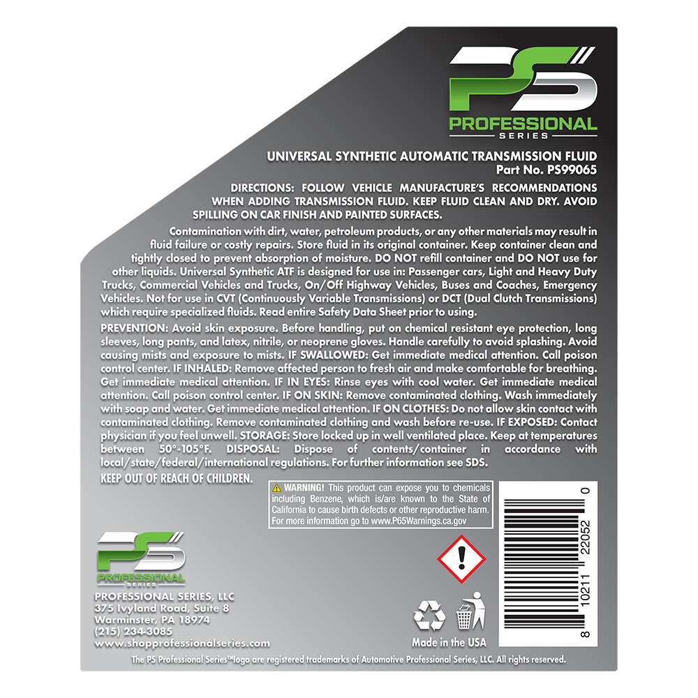 Universal Synthetic Transmission Fluid ATF 5 Qt. - Image 2